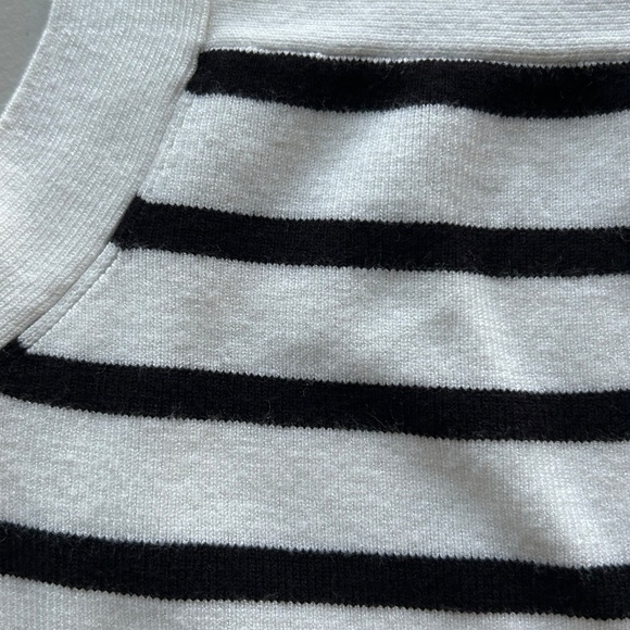 White Black Stripe Sleeveless Knit Maxi Dress SP BodyCon LOFT - Picture 8 of 8